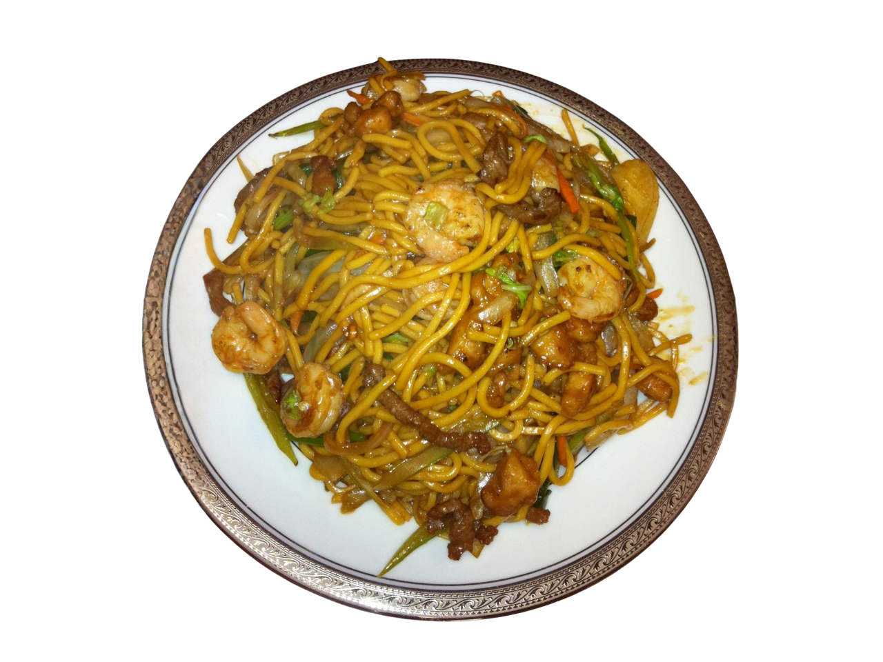 Shrimp and beef lo mein at Chen's Kitchen, a Chinese Restaurant in McKinney