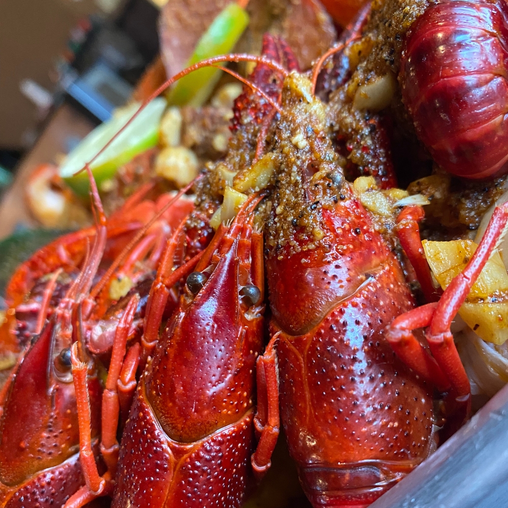 MY-CRAB-SPOT-Seafood-Restaurant-Crawfish-Syracuse Seasoned crawfish with spices and lime at MY CRAB SPOT, a Seafood Restaurant in Syracuse
