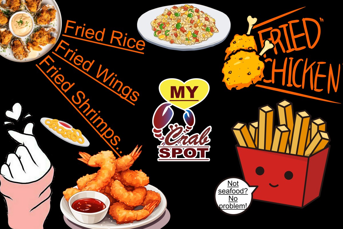 MY-CRAB-SPOT-Seafood-Restaurant-Fried-Rice-Fried-Wings-Fried-Shrimps-Fried-Chicken-Syracuse Various fried dishes including rice, wings, shrimps, chicken at MY CRAB SPOT, a Seafood Restaurant in Syracuse