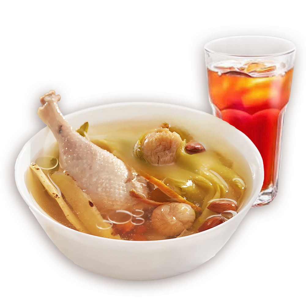Myguabao-Restaurant-Chinese-Restaurant-Herbal-Chicken-Soup-Noodles-Richmond Noodles in herbal chicken soup with iced tea.