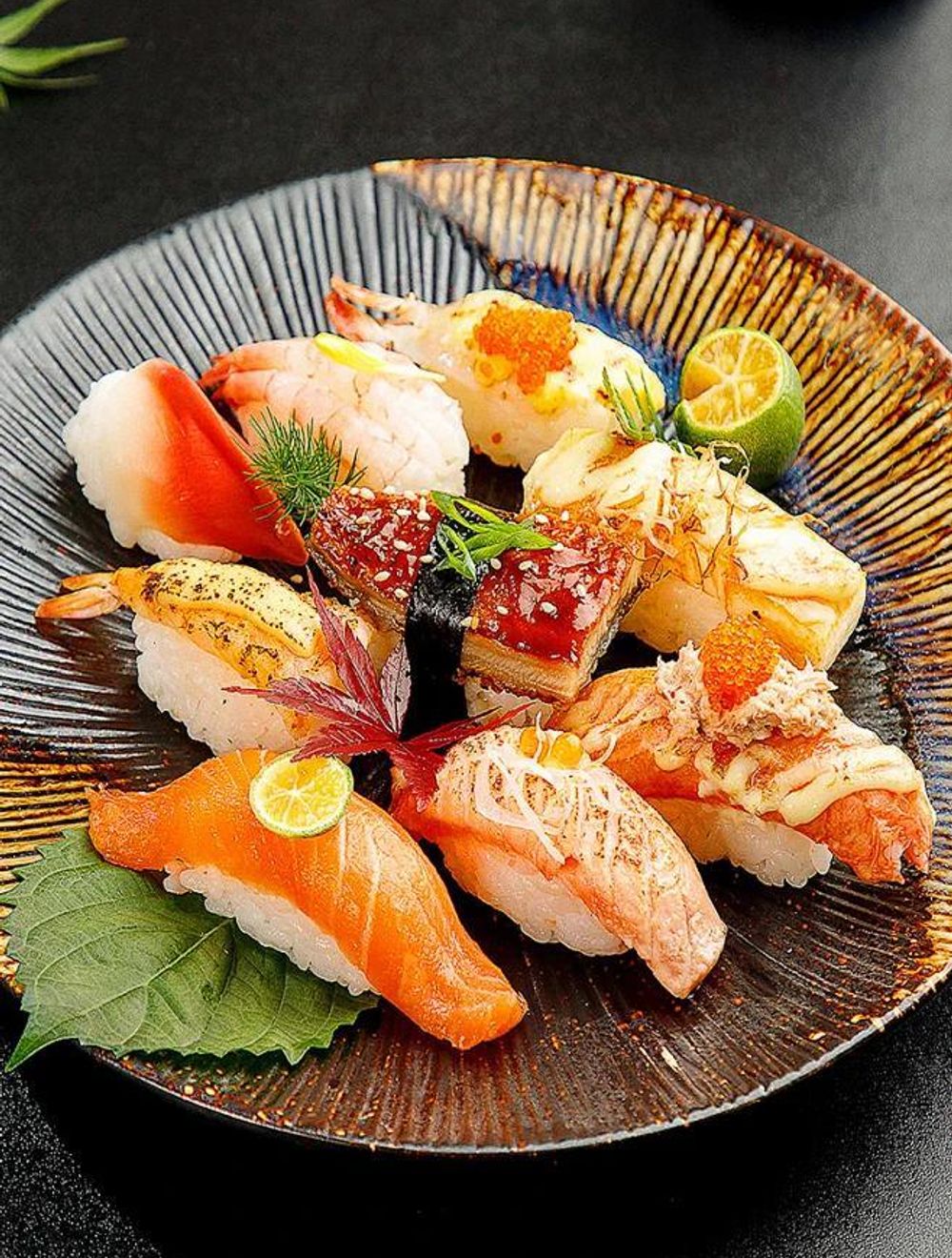 Premium assorted nigiri platter at Narumi Sushi, a Japanese Restaurant in Rancho Cordova