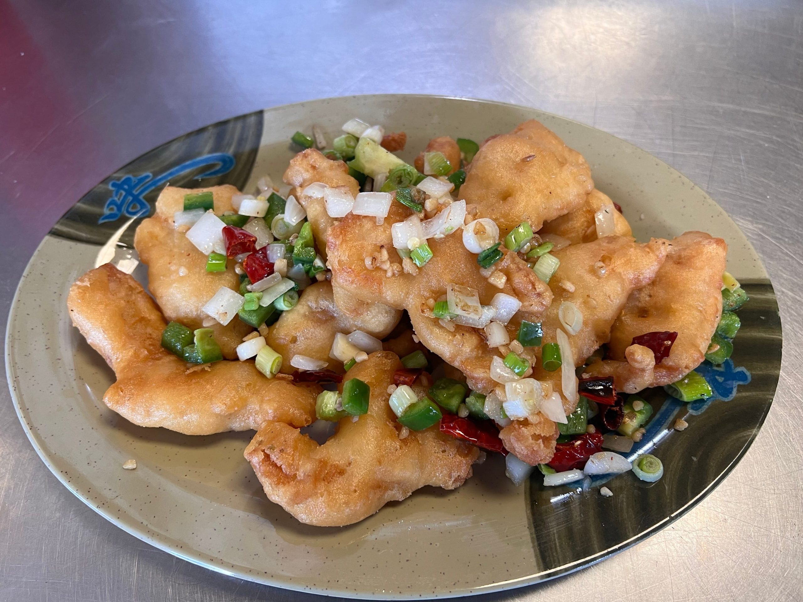 Salt and pepper fish fillet with chili at Neighborhood Kitchen, a Chinese Restaurant in Fairfield