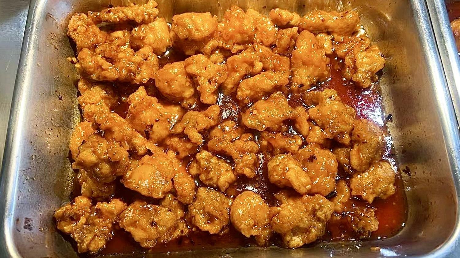 Crispy General Tso's chicken at New China Buffet Restaurant in Huntingdon