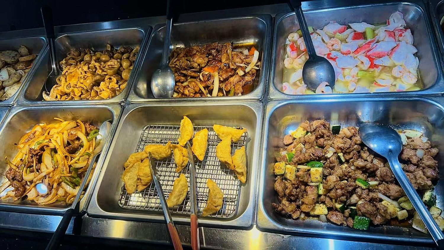 Assorted Asian hot dishes at New China Buffet Restaurant in Huntingdon