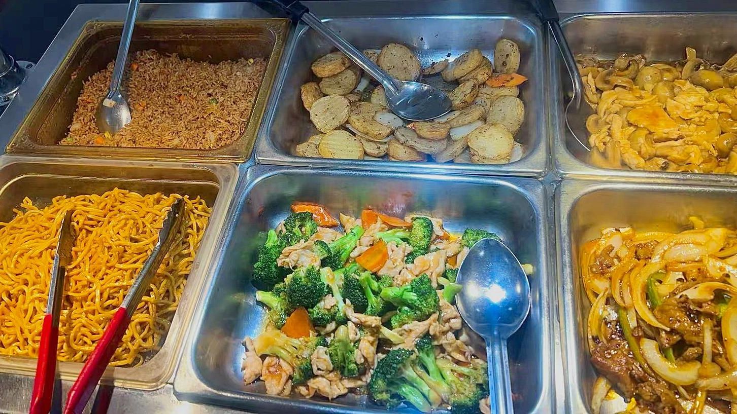Rice, noodles and veggies at New China Buffet Restaurant in Huntingdon