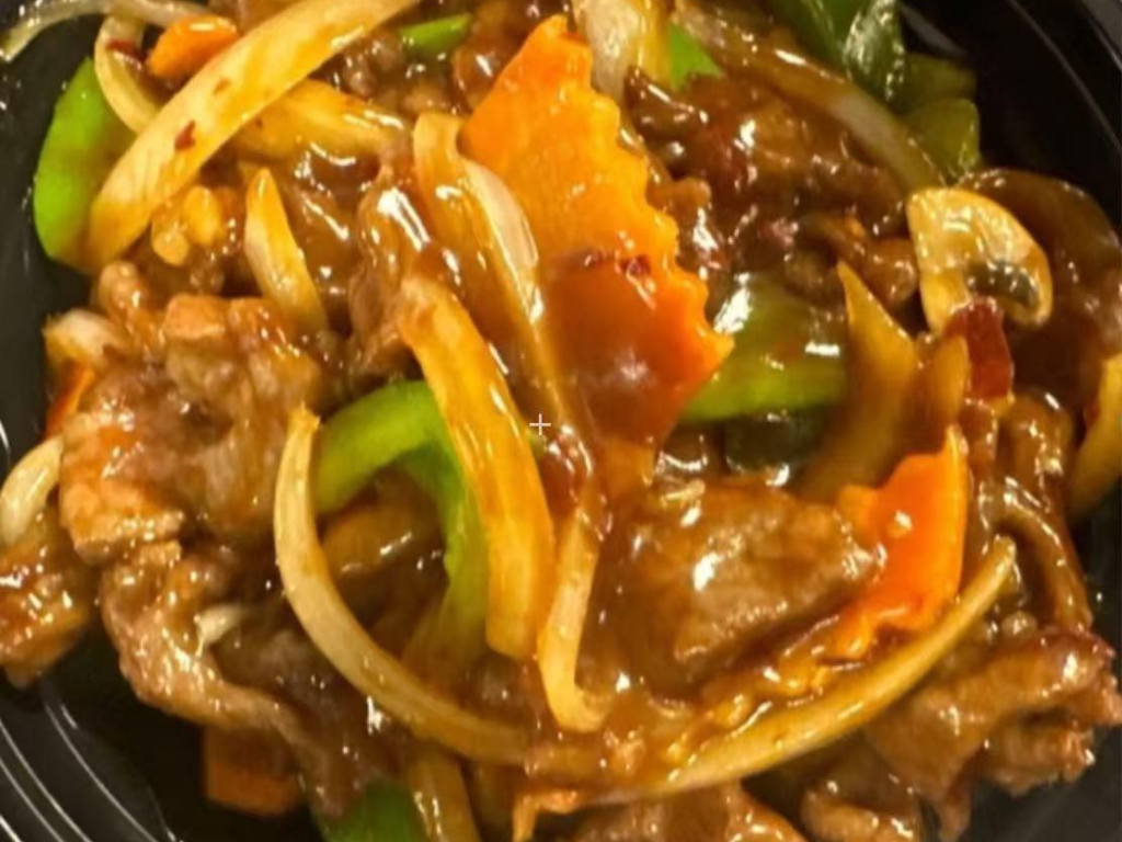 Spicy Szechuan beef with onions and green peppers at New China City, a Chinese Restaurant in Roanoke