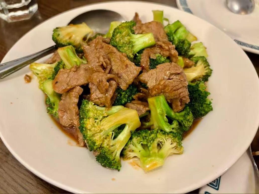 New-Chinatown-Restaurant-Chinese-restaurant-Beef-w-Broccoli-Jackson Tender beef stir - fried with broccoli in savory sauce at New Chinatown Restaurant, a Chinese restaurant in Jackson
