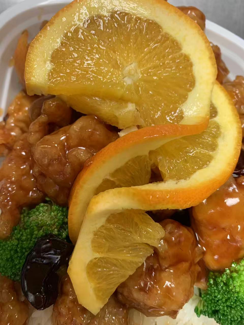 Orange flavored chicken at New Empire Chinese Restaurant in Brooklyn