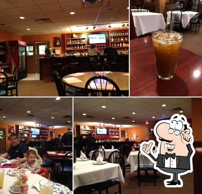 Collage of restaurant dining area and iced tea at New Golden Abacus, a Chinese Restaurant in Norwood
