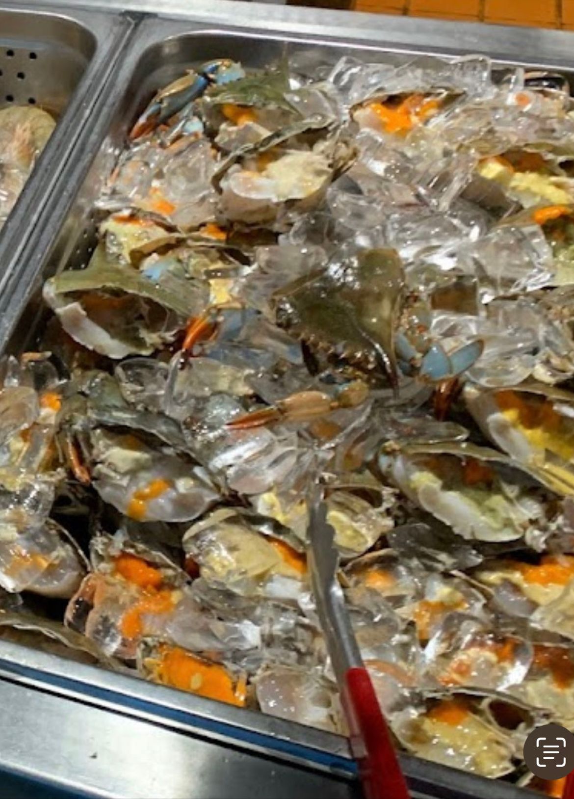 Chilled Blue Crabs with Roe on Ice at Hi Pot, Hot Pot & Asian BBQ Restaurant in Pottstown