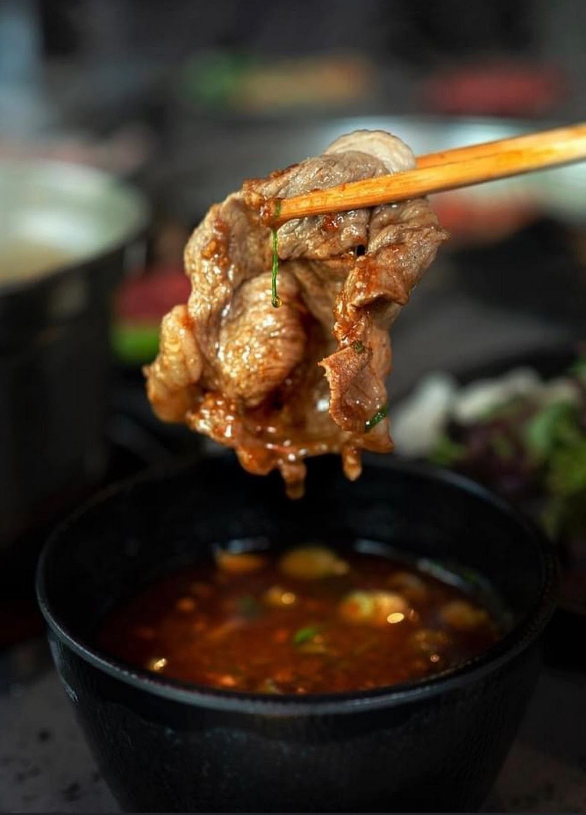 Cooked Beef with Dipping Sauce at Hi Pot, Hot Pot & Asian BBQ Restaurant in Pottstown