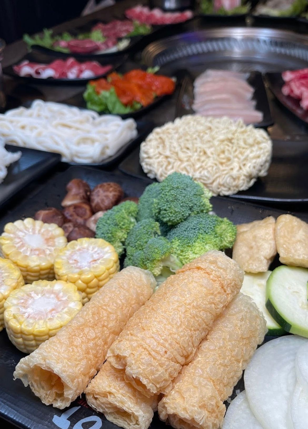 Mixed Vegetables & Fried Tofu Skin Rolls for Hot Pot at Hi Pot, Hot Pot & Asian BBQ Restaurant in Pottstown