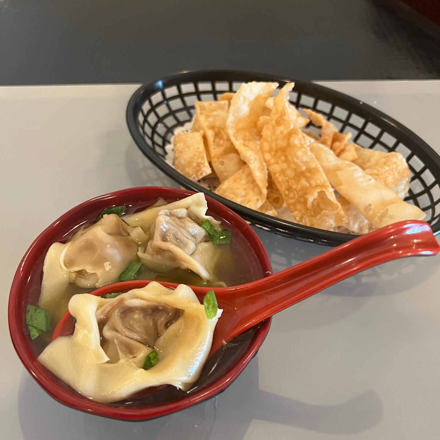 New-Imperial-Chinese-Restaurant-Wonton-Soup-Easton Savory wonton soup with crispy wonton strips at New Imperial, a Chinese Restaurant in Easton