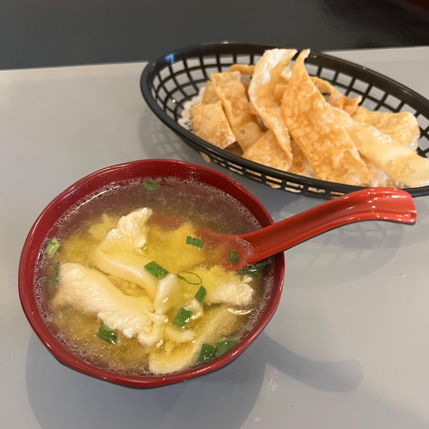 New-Imperial-Chinese-Restaurant-Chicken-Rice-Soup-Easton Comforting chicken rice soup with green onions at New Imperial, a Chinese Restaurant in Easton