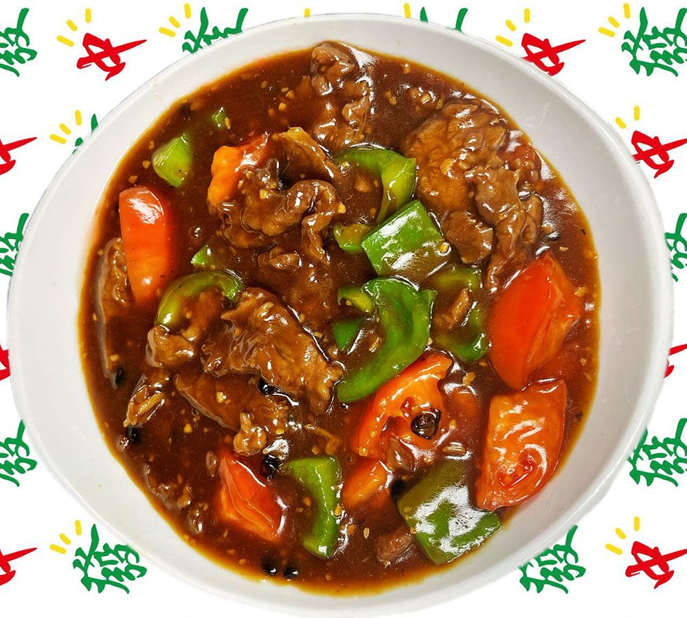 Beef stir-fried with green pepper and tomato at New Ing's Palace, a Asian Restaurant in Burbank