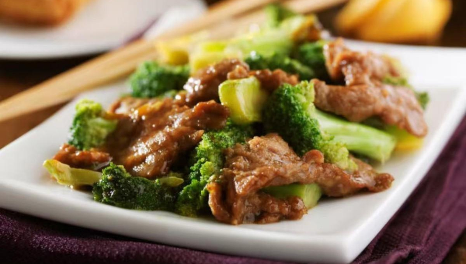 Tender beef stir-fried with broccoli in savory sauce at New Red Jade, a Chinese Restaurant in San Francisco