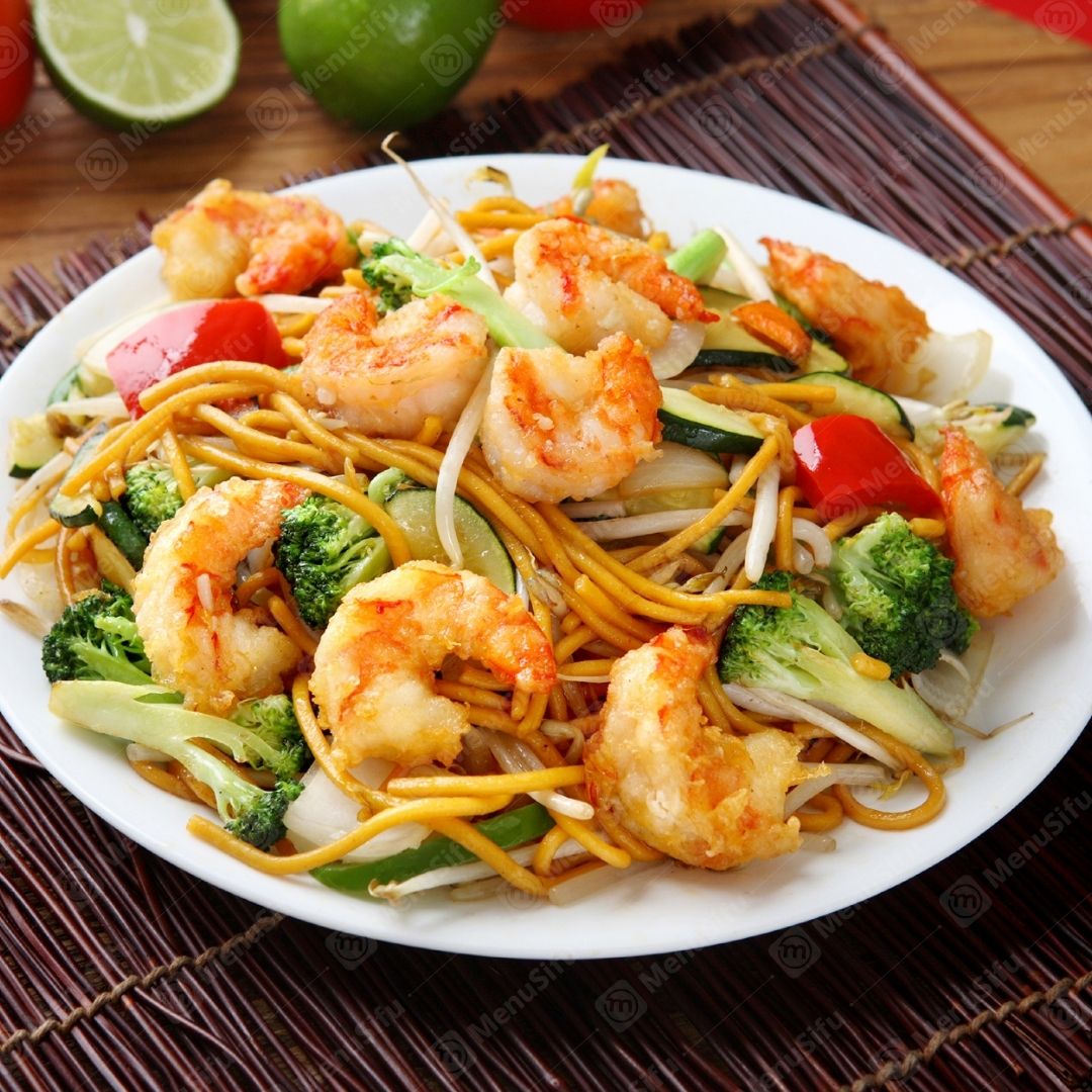 shrimp chow mein at New Rice Bowl & Boba Milk Tea Express, a Chinese restaurant in Carmichael