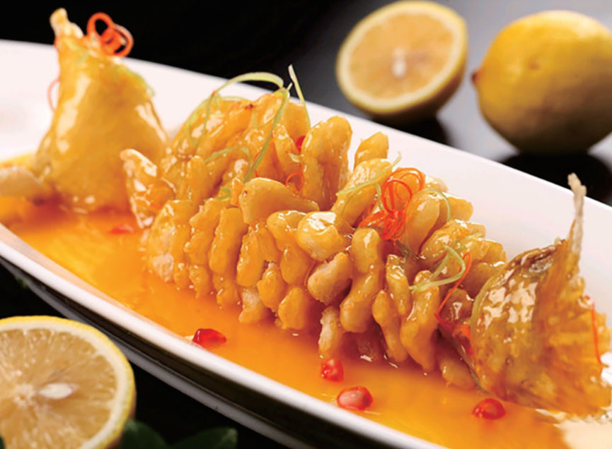 Lemon-flavored whole fish in orange sauce at New Shanghai No. 1, a Chinese restaurant in San Gabriel