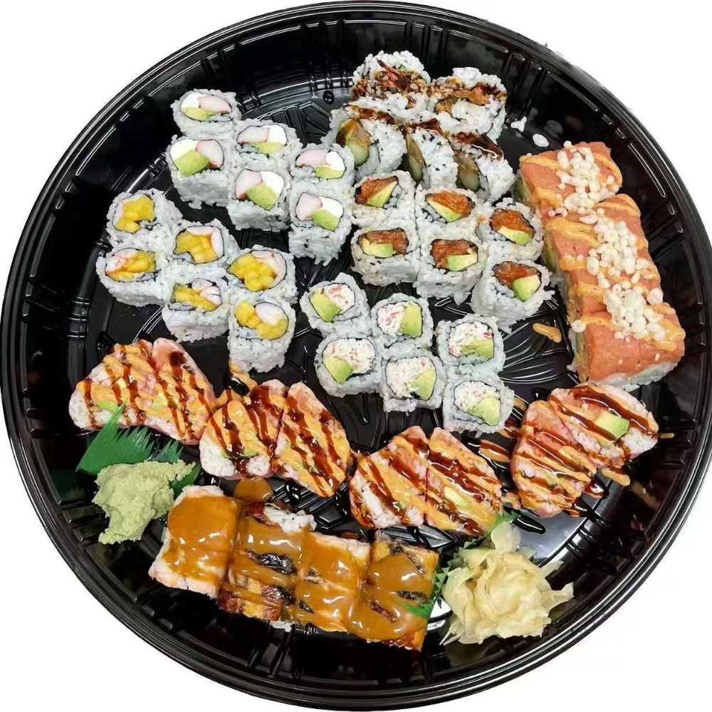 Assorted sushi platter with various sushi rolls at New Tokyo Sushi, a Sushi Restaurant in Jamaica