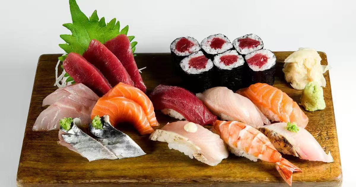 Sashimi and nigiri sushi combination platter at New Tokyo Sushi, a Sushi Restaurant in Jamaica