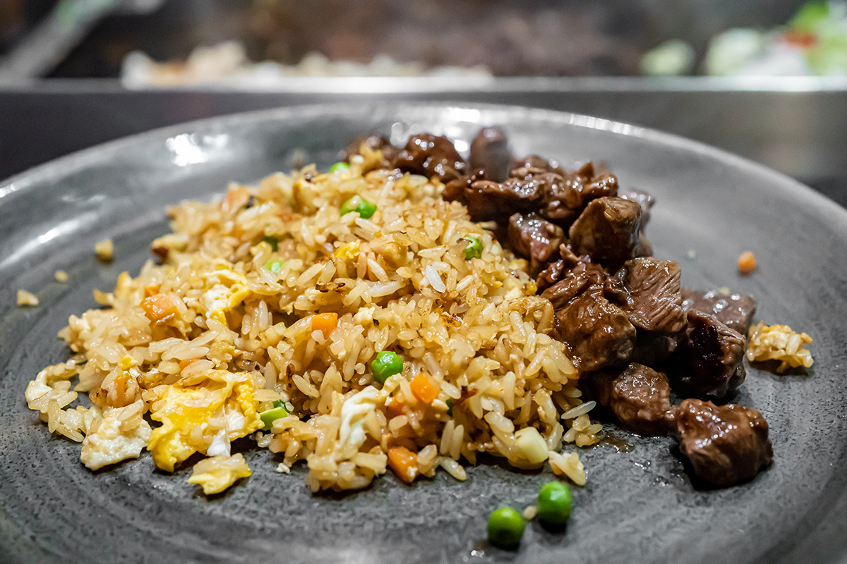 Hibachi steak served with vegetable fried rice at New Yamazato, a Japanese Hibachi Restaurant in Rocky Mount