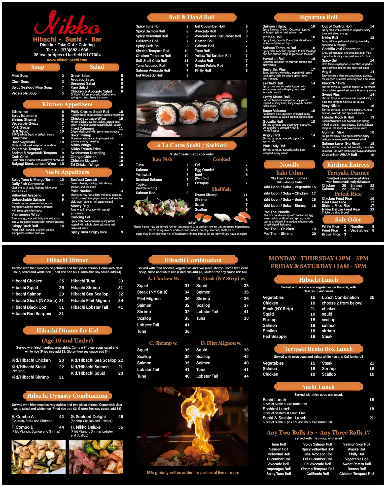 Restaurant menu 1, detailed description provided below
