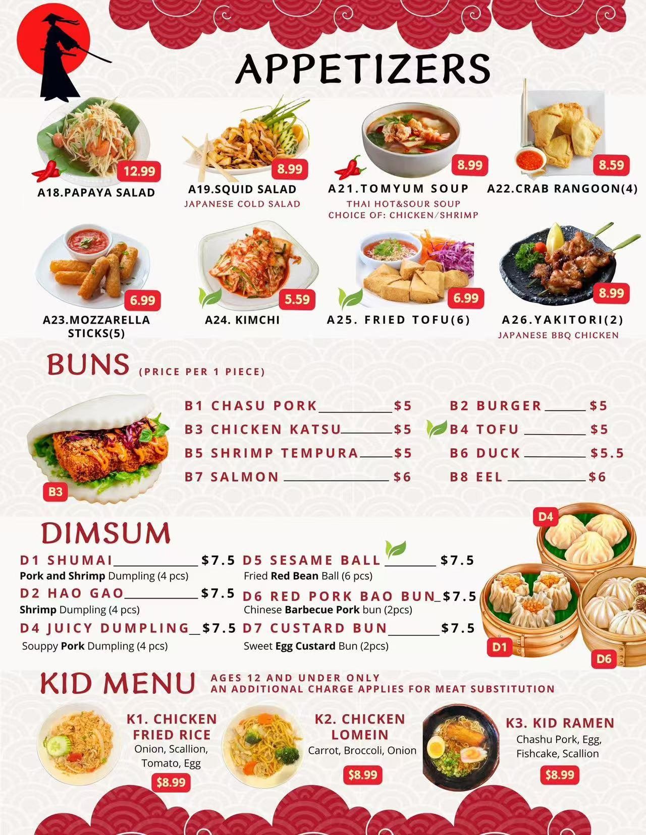 Ninja Ramen and Thai Ramen Restaurant Menu Page 3