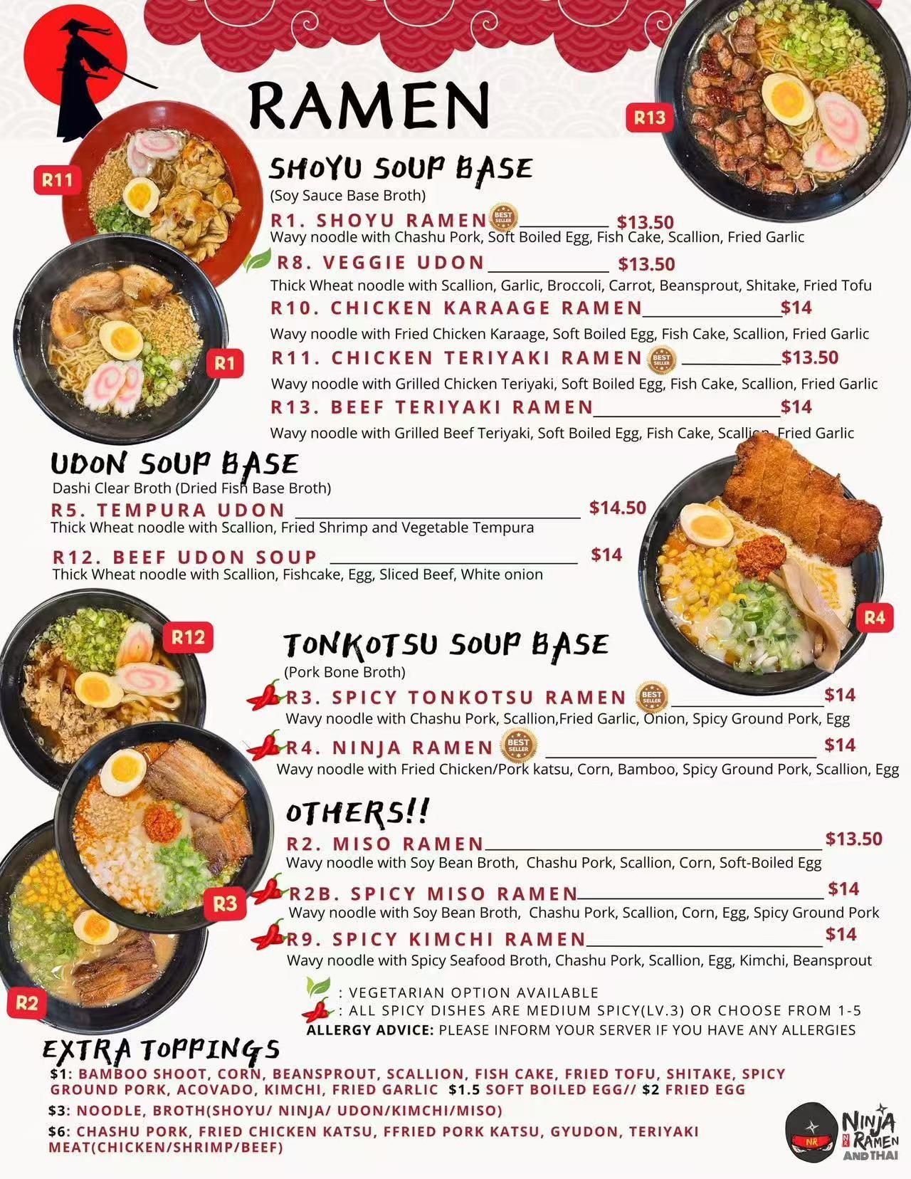 Ninja Ramen and Thai Ramen Restaurant Menu Page 5