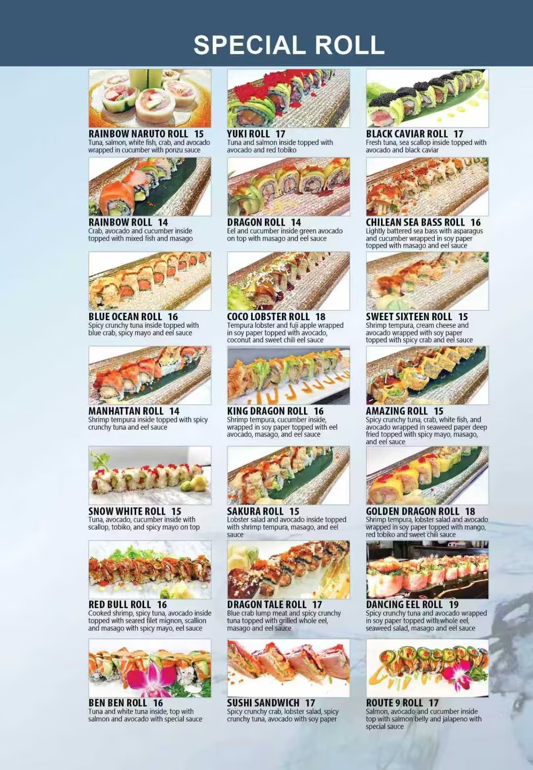 Menu - Mizu Sushi and Asian fusion