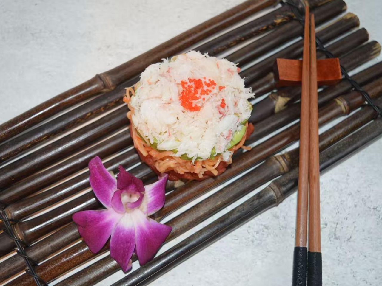 Fresh crab and avocado tartare with tobiko at Nori Hibachi Sushi, a Japanese Restaurant in Mt. Juliet