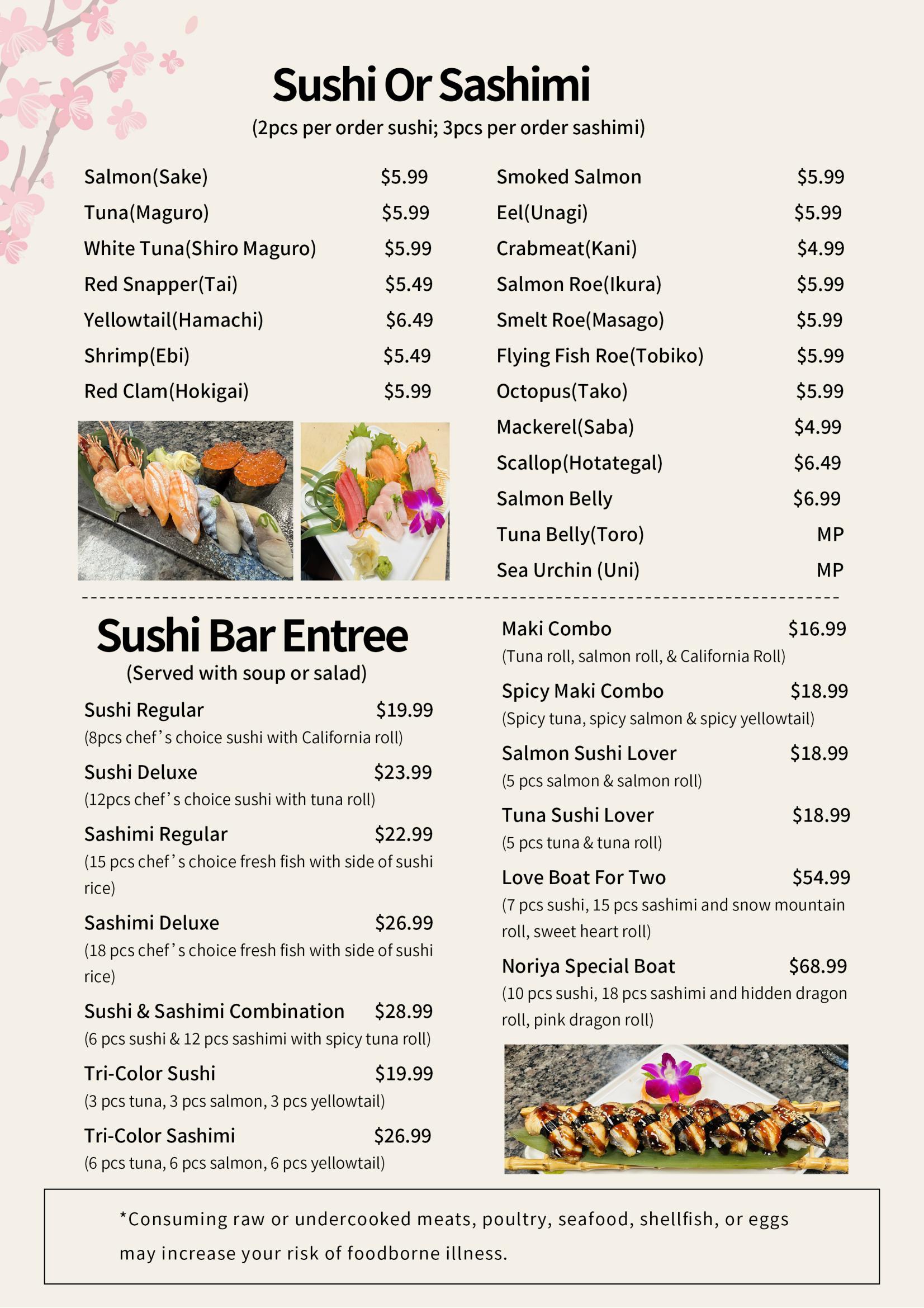 Noriya Japanese Cuisine Japanese Restaurant Menu Page 6