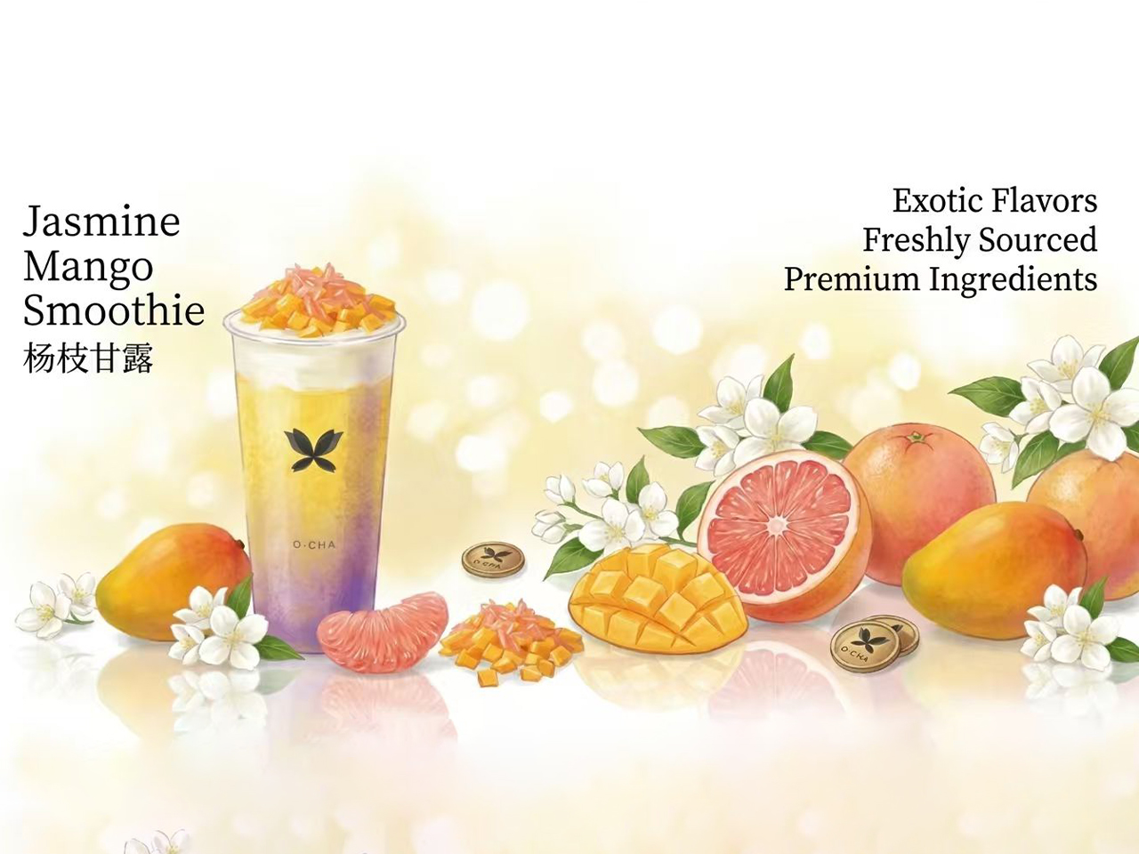 Jasmine Mango Smoothie at O-CHA, Boba Shop in Berwyn