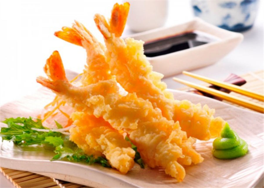 Crispy fried shrimp tempura with wasabi and dipping sauce at Ocha Asian-Japanese Cuisine，a Asian Restaurant in Caldwell