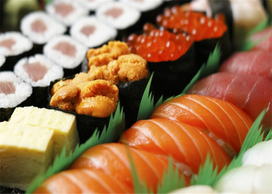 Mixed fresh sushi platter with salmon uni roe at Ocha Asian-Japanese Cuisine，a Asian Restaurant in Caldwell