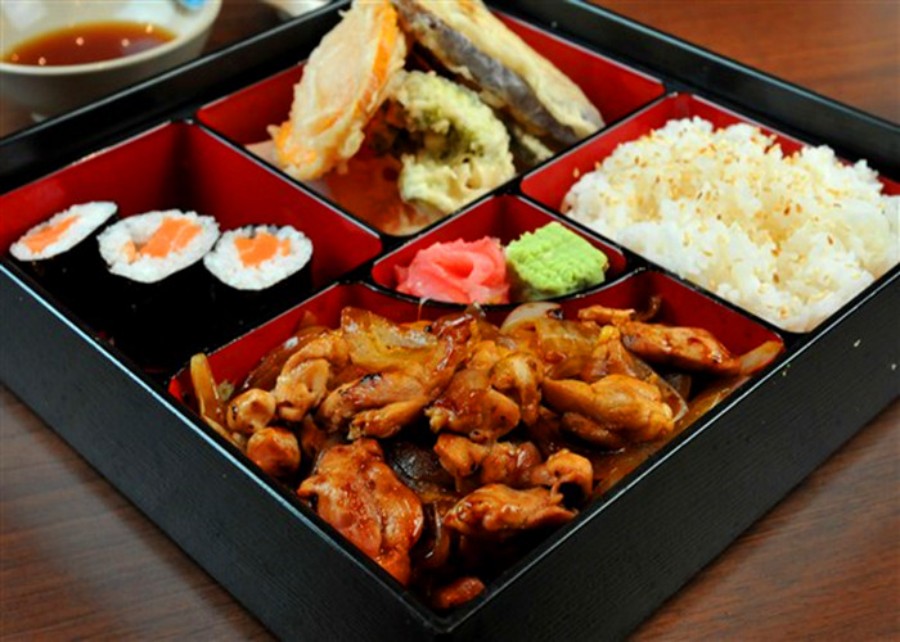 Multi-compartment Japanese style bento meal at Ocha Asian-Japanese Cuisine，a Asian Restaurant in Caldwell