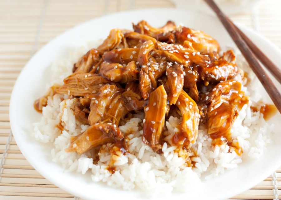 Teriyaki glazed shredded chicken over rice at Ocha Asian-Japanese Cuisine，a Asian Restaurant in Caldwell