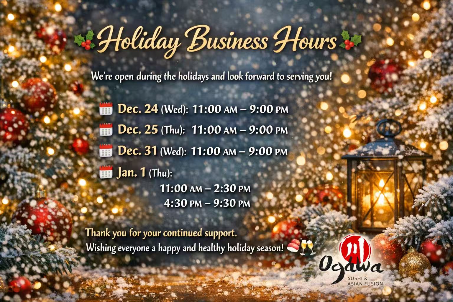 Ogawa business hour notice