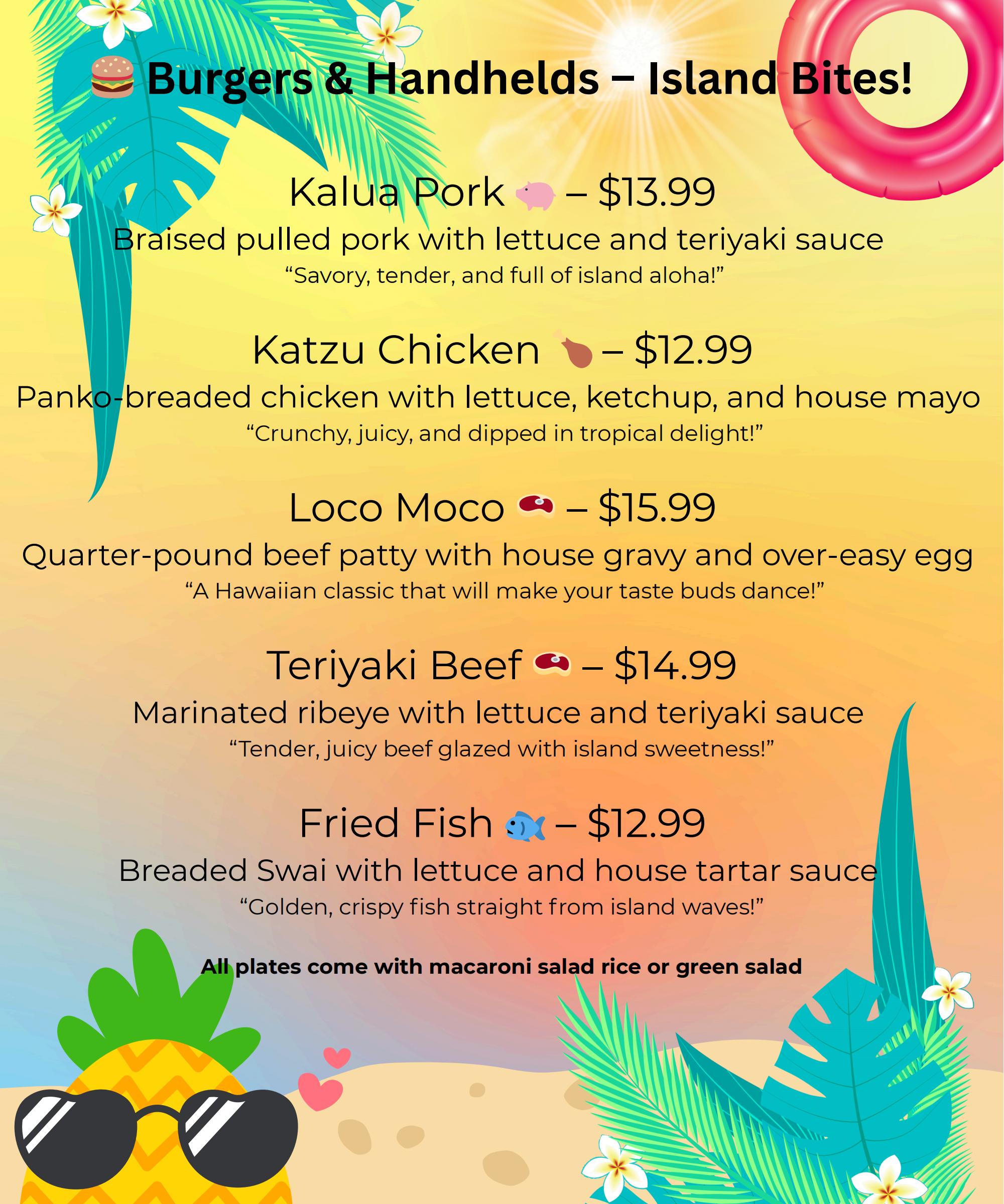 Ohana Island Grill & Bar Hawaiian Restaurant Menu Page 8