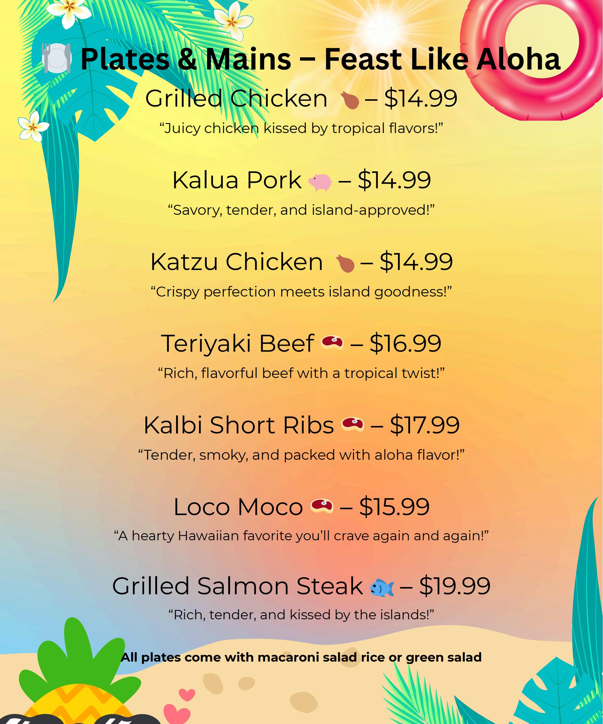 Ohana Island Grill & Bar Hawaiian Restaurant Menu Page 9