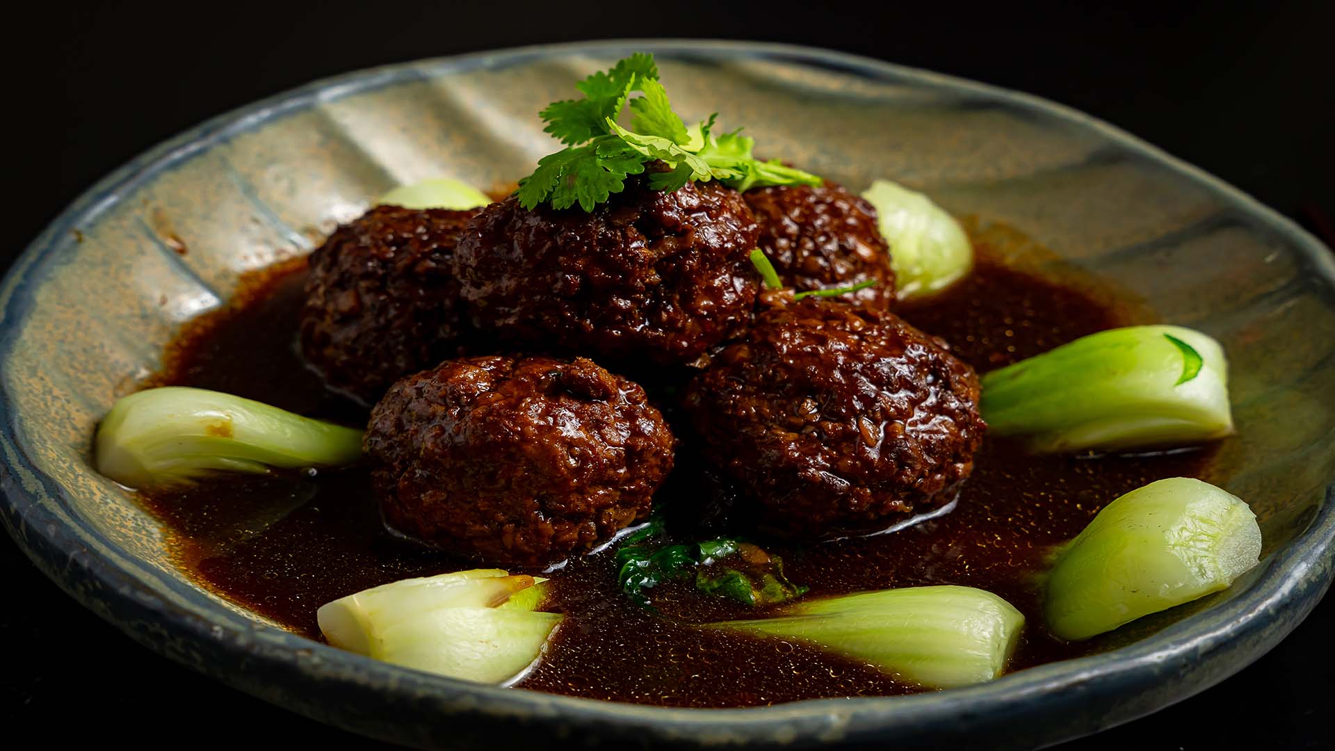 Brasied Lion's head meatballs at Oishi Sushi & Izakaya, a Japanese Restaurant in Staten Island