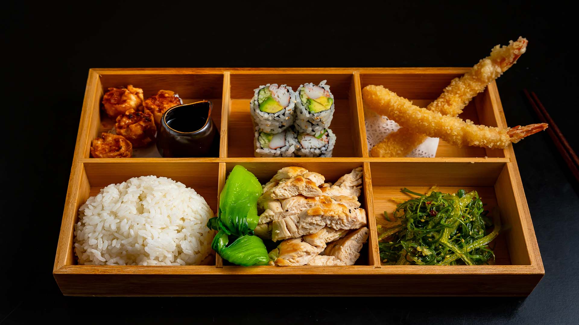 Chicken Teryaki bento box at Oishi Sushi & Izakaya, a Japanese Restaurant in Staten Island