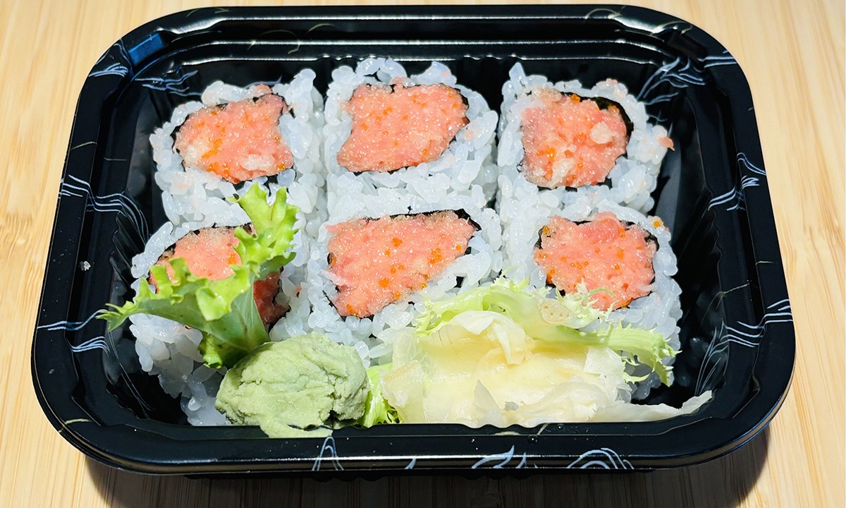 Spicy tuna sushi roll with wasabi and ginger at Oishi Sushi Express, a Japanese Restaurant in Cherry Hill Township
