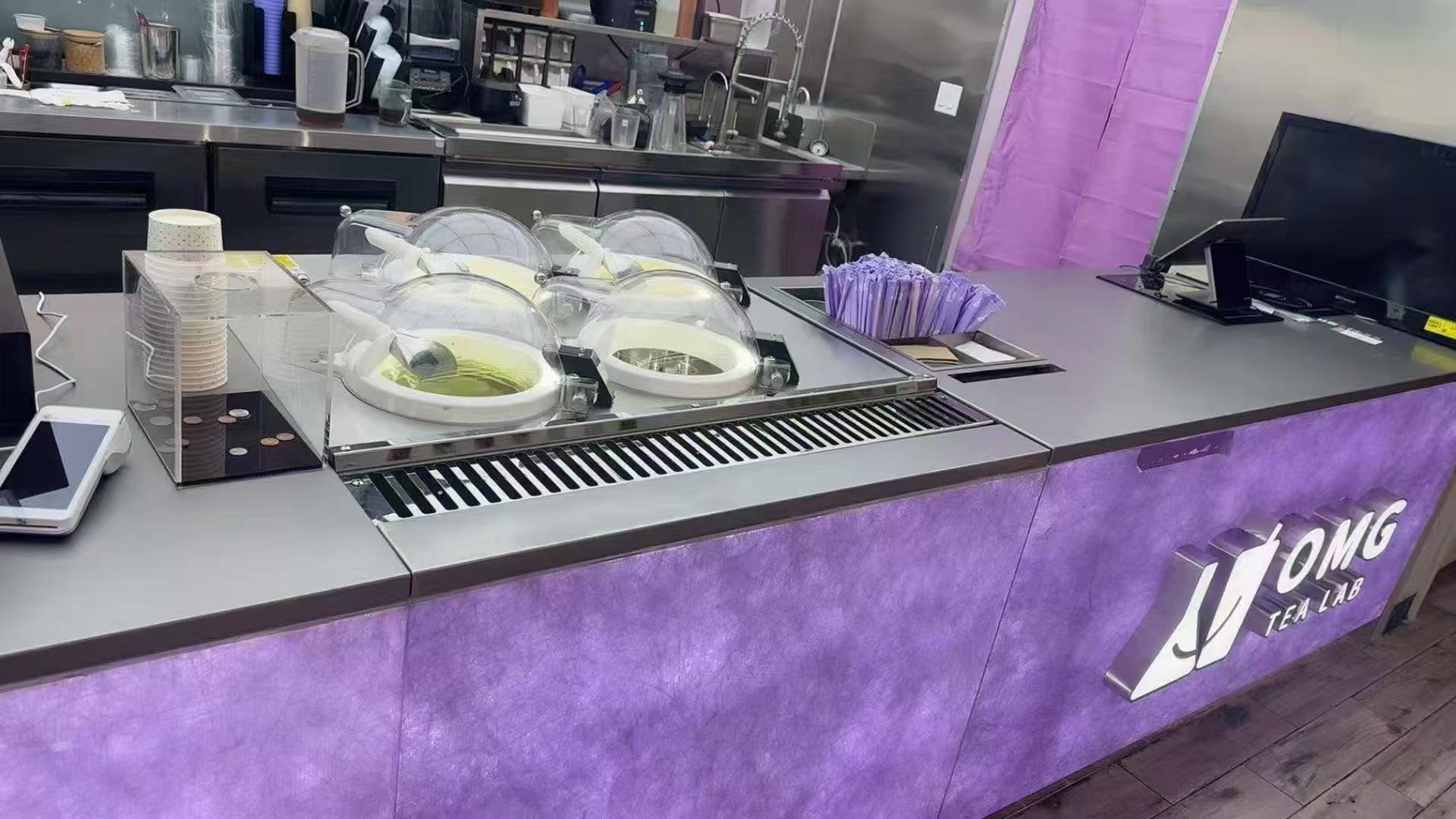 OMG TEA LAB's counter with equipment at OMG TEA LAB, a Bubble Tea Store in Las Vegas