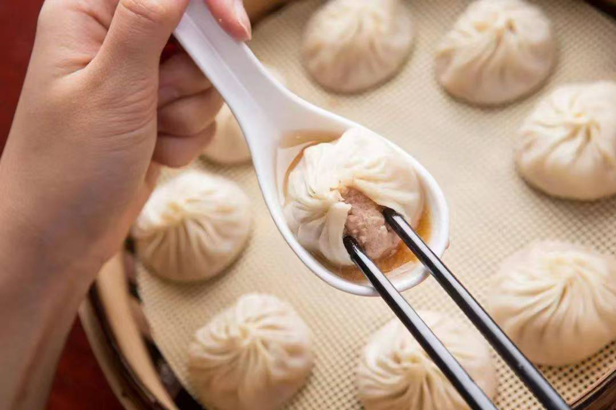 Xiaolongbao (soup dumplings) at One More Bite Dumpling House, a Chinese Restaurant in Chino
