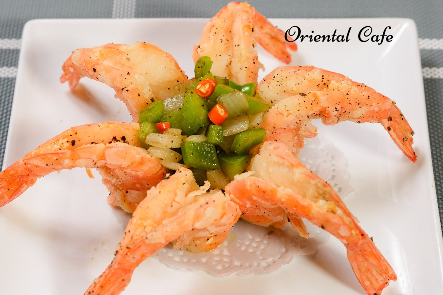 Crispy salt and pepper shrimp with pepper sauce at Oriental Cafe, a Chinese Restaurant in Rockville