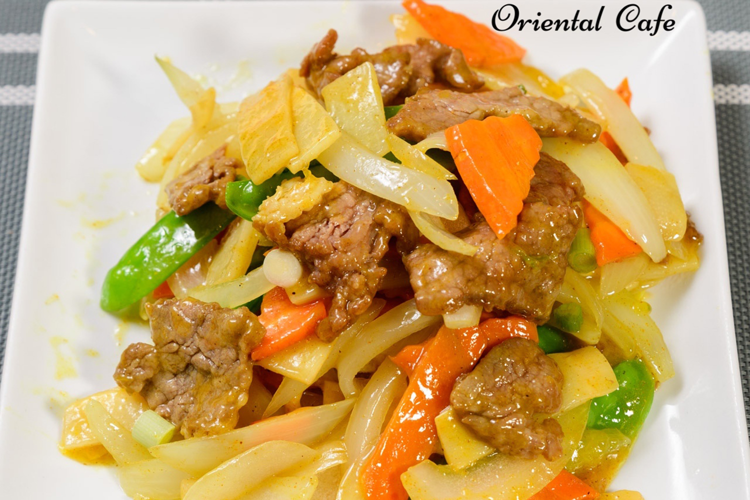 Curry beef with mixed vegetables and noodles at Oriental Cafe, a Chinese Restaurant in Rockville