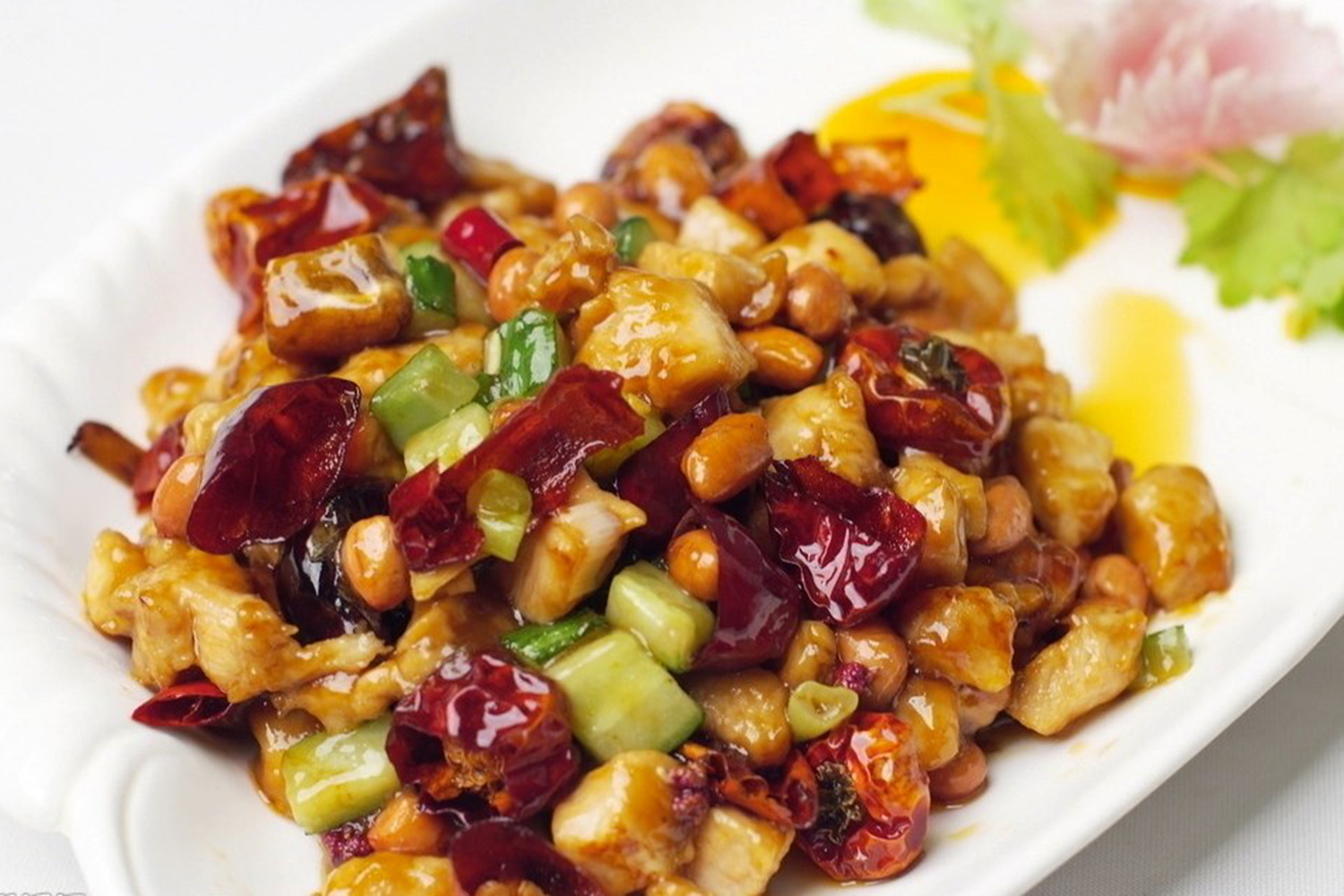 Kung Pao chicken with peanuts and dried chilies at Oriental Cafe, a Chinese Restaurant in Rockville