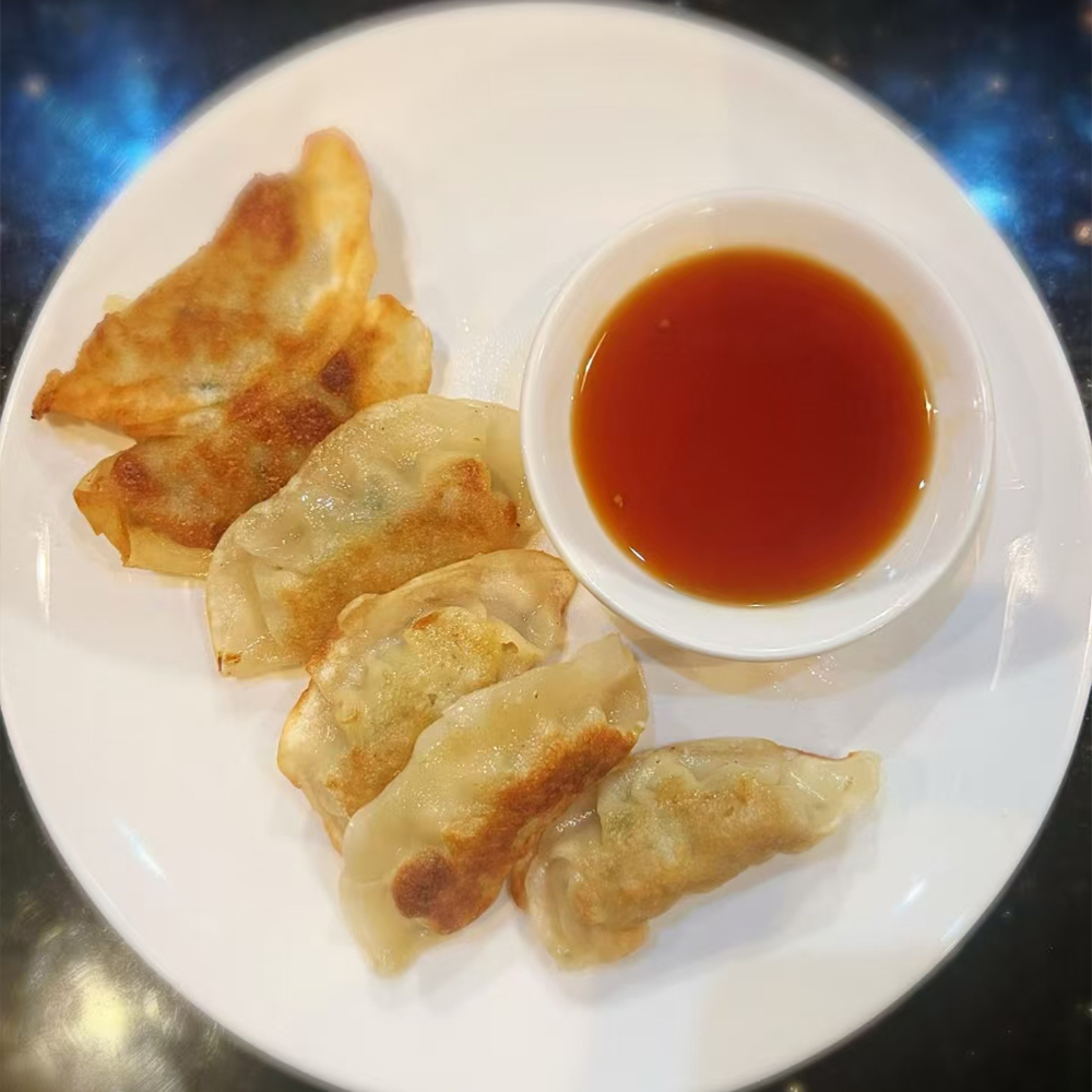 Pan-Fried Dumplings with Dipping Sauce at Oriental Palace Asian Restaurant in Lawnside, New Jersey