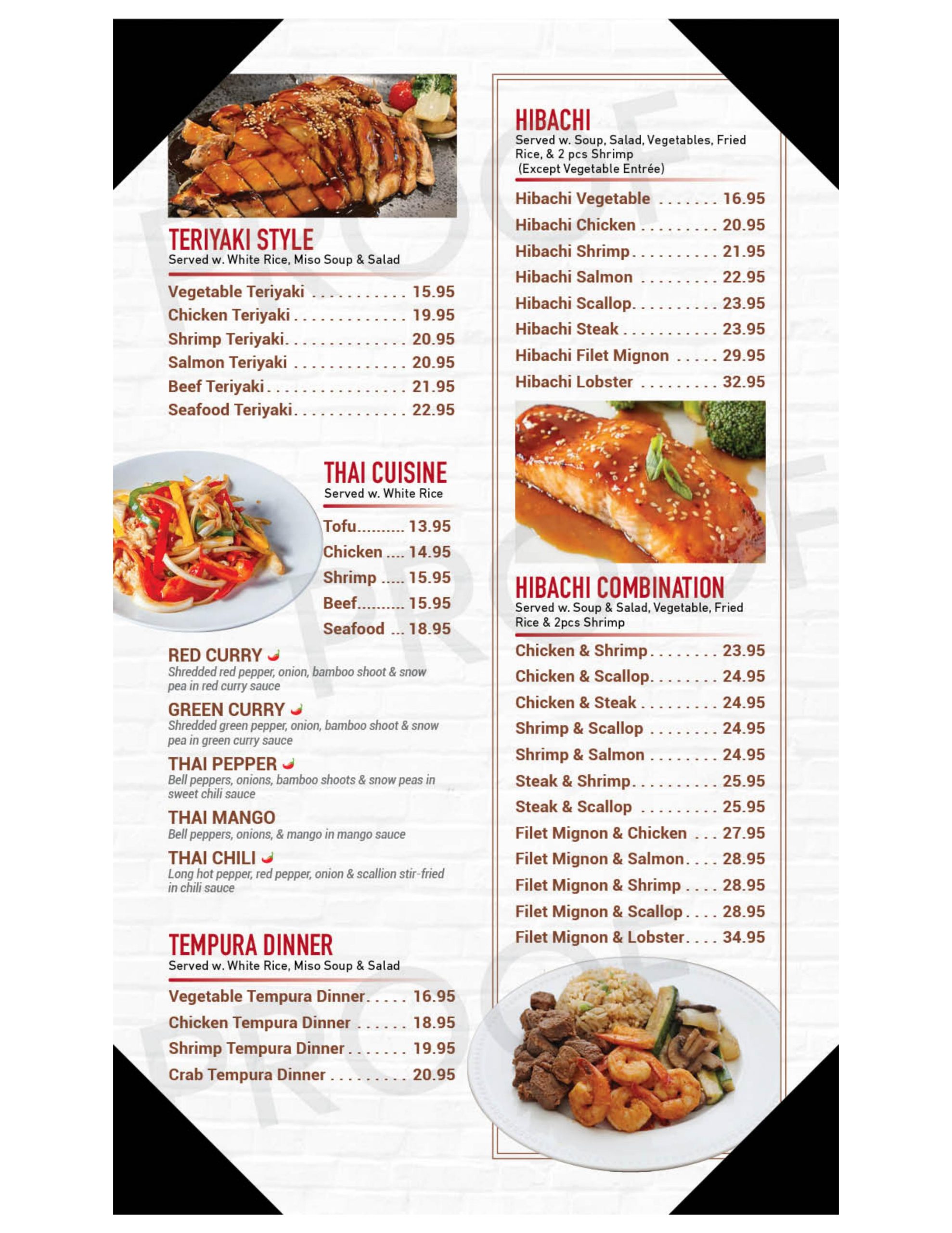 Restaurant menu 1, detailed description provided below