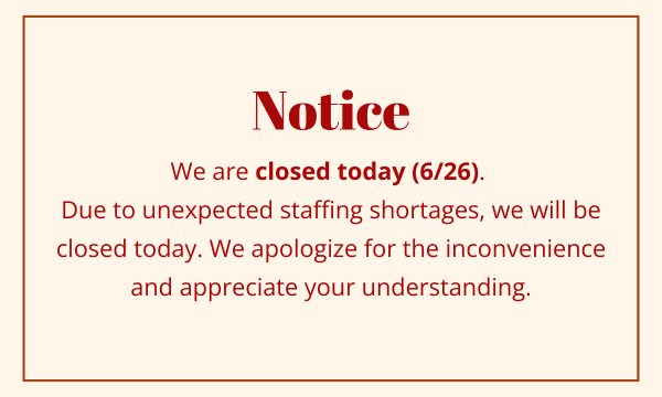 Notice of Special Operating Hours